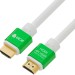 Greenconnect Кабель 3.0m HDMI версия 2.0, HDR 4:2:2, Ultra HD, 4K 60 fps 60Hz/5K*30Hz, 3D, AUDIO, 18.0 Гбит/с, 28/28 AWG, OD7.3mm, тройной экран, белый, AL корпус зеленый, GCR-51293 Greenconnect HDMI (m) - HDMI (m) 3м