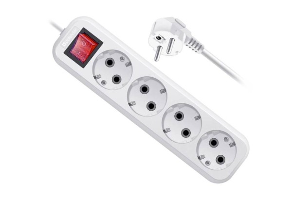 Defender Удлинитель с заземлением L340 16 А, 3 м, заземление, выключатель