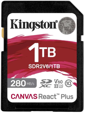 Карта памяти  Kingston 1TB SDXC Canvas React Plus UHS-II 280R/100W U3 V60 Kingston SDR2V6/1TB