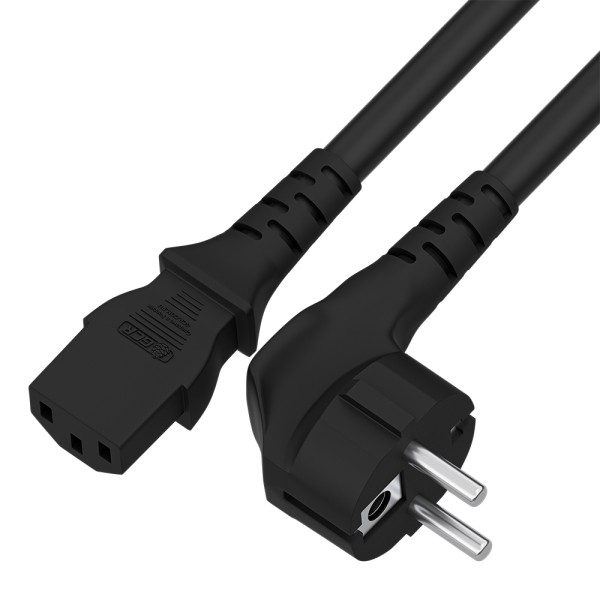 GCR Кабель питания 7.0m, Евровилка угловая - С13, 3*0,75mm, черный, GCR-53706 Greenconnect GCR-53706