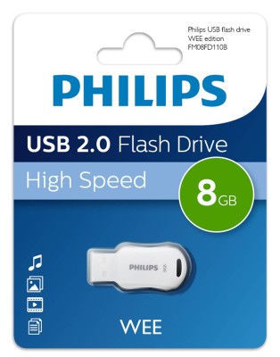 Флеш накопитель 8GB PHILIPS WEE 2.0 8GB, USB 2.0