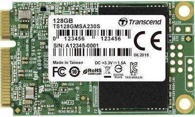 Твердотельный диск 128GB Transcend MSA230S, mSATA, SATA III, 3D TLC [ R/W - 400/550 MB/s]