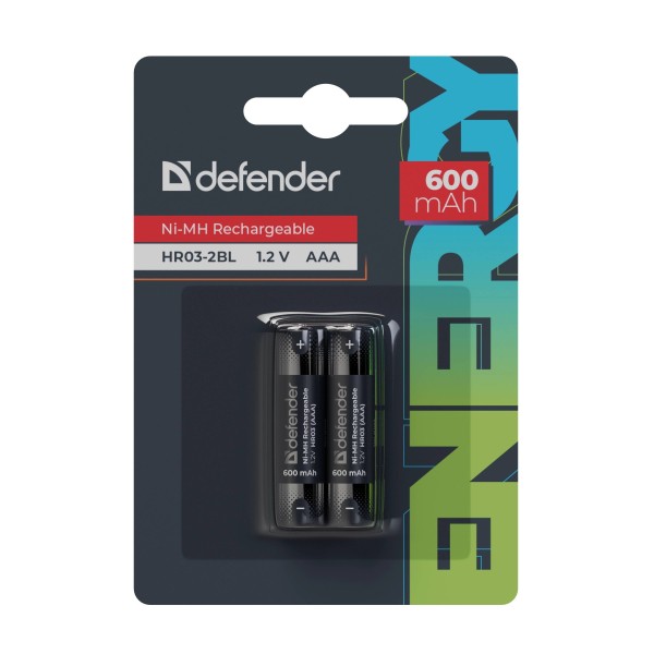 Defender Аккумуляторная батарея HR03-2BL 600 mAh ААА, Ni-MH, блистер, 2 шт.