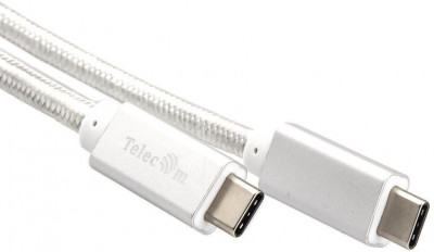 Кабель USB 3.1 Type Cm -- Cm  IC 5А 10Gbs длина 1M, Telecom <TC420S> серебряный Telecom USB 3.2 Type-C (m) - USB 3.2 Type-C (m) 1м