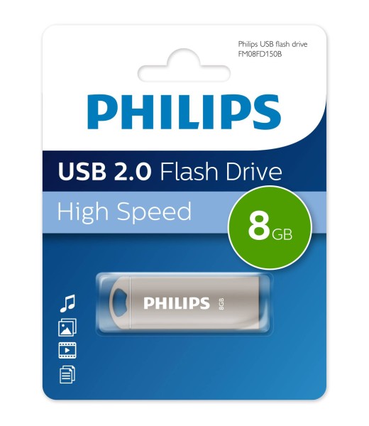 Флеш накопитель 8GB PHILIPS IRON 2.0 8GB, USB 2.0
