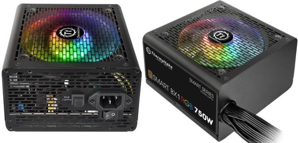 Блок питания 750W Thermaltake SmartBX1RGB <750W, (20+4+4+4) pin, 4x(6+2) pin, 8xSATA, 4xMolex, FDD, 12 см, кабель питани