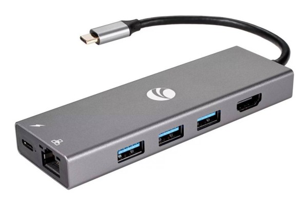 Адаптер Type-Cm --> 6в1 RJ-45+3USB3.0(f) +PD+HDMI1.4 Alum  Shell VCOM <CU459>