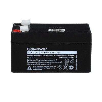 Аккумулятор свинцово-кислотный GoPower LA-1212 12V 1.2Ah (1/20) Аккумулятор свинцово-кислотный GoPower LA-1212 (00-00015319)