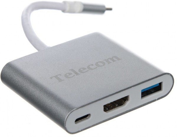 Кабель-концентратор USB3.1 TypeCm -->HDMI+USB3.0 +PD charging 4K@30Hz, Telecom<TUC010> Telecom TUC010