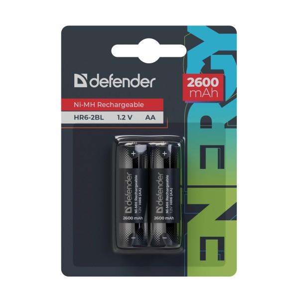 Defender Аккумуляторная батарея HR6-2BL 2600 mAh АА, Ni-MH, блистер, 2 шт.