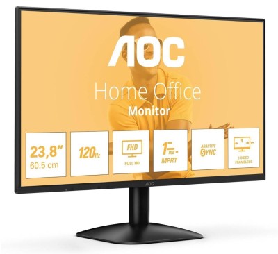 МОНИТОР 23.8" AOC 24B31H Black (IPS, 1920x1080, 120Hz, 1 ms, 178°/178°, 250 cd/m, 1500:1, +HDMI 1.4 (AC ext))