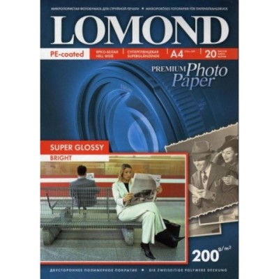 Фотобумага ПРЕМИУМ для стр.печати LOMOND200 г/м2 одностор.Super Glossy Bright 10х15см(20л)