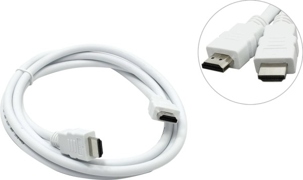 Кабель HDMI 19M/M 1.4V+3D/Ethernet AOpen/Qust <ACG511W-1.8M> 1.8m, белый, позолоченные контакты.