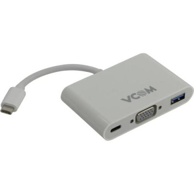 Кабель-адаптер USB 3.1 Type-Cm --> VGA (f) USB3.0(f), TypeC (f) 0,15m VCOM
