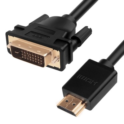 Greenconnect Кабель HDMI-DVI 10.0m черный, OD8.0mm, 28/26 AWG, позолоченные контакты, 19pin AM / 24+1M AM Dual Link, тройной экран, GCR-51509 Greenconnect HDMI (m) - DVI-D (m) 10м