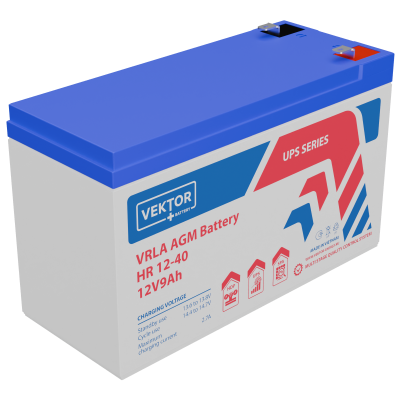 Батарея Vektor Battery HR 12-40W, напряжение 12В, емкость 9 Ач 