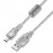 Greenconnect Кабель PROF 1.8m USB 2.0, AM/mini 5P, прозрачный, ферритовые кольца, 28/24 AWG, экран, армированный, морозостойкий, GCR-UM1M5P-BD2S-1.8m Greenconnect USB 2.0 Type-AM - miniUSB 1.8м