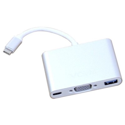Кабель-адаптер USB 3.1 Type-Cm --> VGA (f) USB3.0(f), TypeC (f) 0,15m VCOM