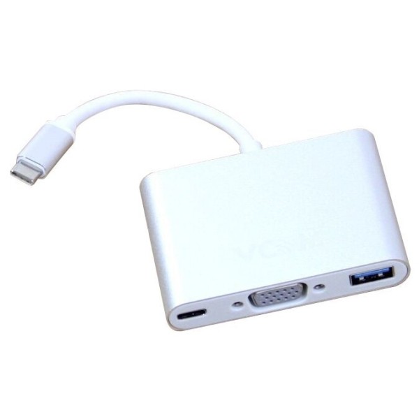 Кабель-адаптер USB 3.1 Type-Cm --> VGA (f) USB3.0(f), TypeC (f) 0,15m VCOM