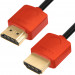 Greenconnect Кабель SLIM 1.0m HDMI 2.0, красные коннекторы Slim, OD3.8mm, HDR 4:2:2, Ultra HD, 4K 60 fps 60Hz, 3D, AUDIO, 18.0 Гбит/с, 32/32 AWG, GCR-51213 Greenconnect HDMI (m) - HDMI (m) 1м
