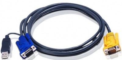 Шнур, мон., клав.+мышь USB, SPHD15=>HD DB15+USB A-Тип, Male-2xMale,  8+4 проводов, опрессованный,   1.8 метр., черный ATEN 2L-5202UP