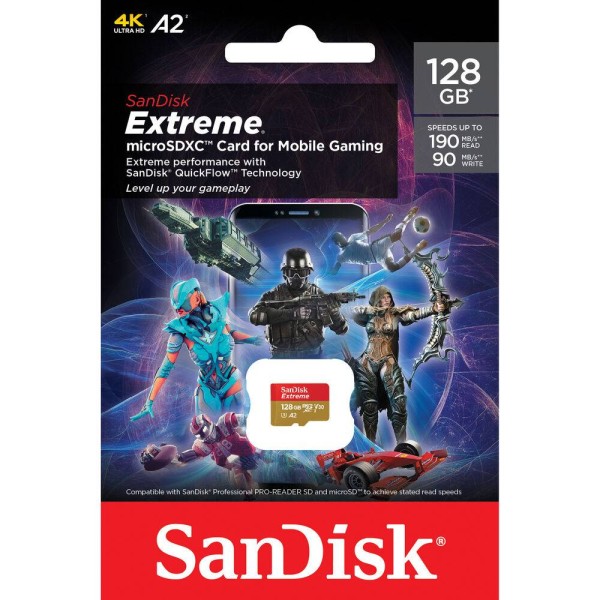 Флеш карта microSD 128GB SanDisk microSDXC Class 10 UHS-I A2 C10 V30 U3 Extreme 170MB/s