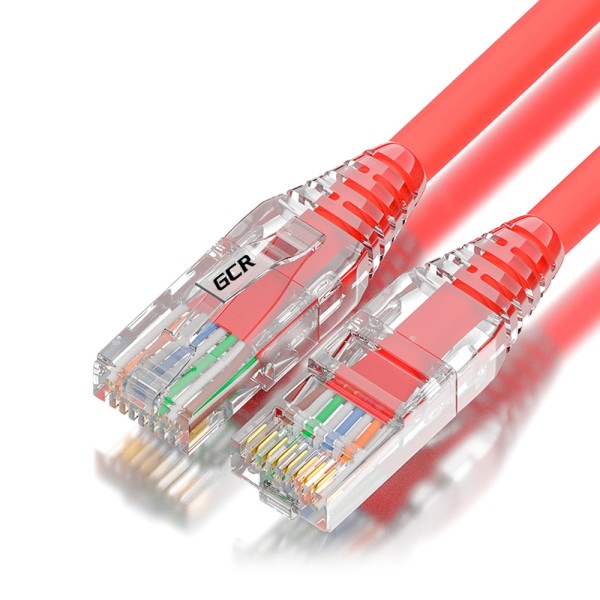 GCR Патч-корд 0.3m UTP кат.6, красный, коннектор ABS, 24 AWG, ethernet high speed 10 Гбит/с, RJ45, T568B, GCR-55412 Greenconnect GCR-55412