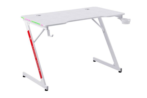 Defender Игровой компьютерный стол Solas подвес кружк+гарн,бел,МДФ,RGB