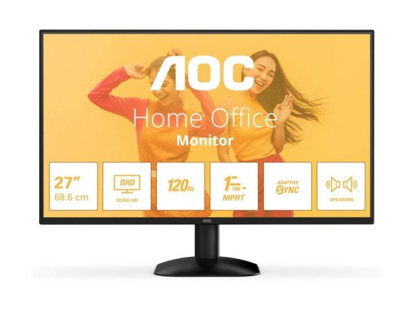 МОНИТОР 27" AOC Q27B35S3 Black (IPS, 2560x1440, 120Hz, 1 ms, 178°/178°, 300 cd/m, 1500:1, +HDMI 2.0, +DisplayPort 1.4)