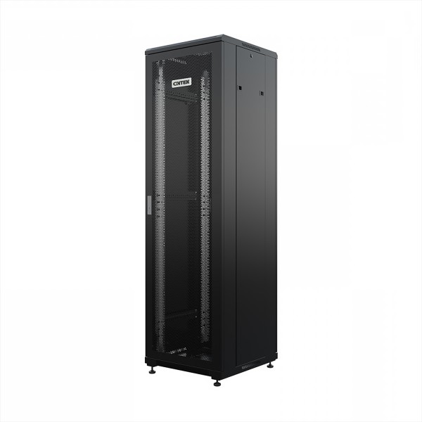 Шкаф напольный универсальный серверный ONTEK TC 47U 600х600мм, 4 профиля 19, двери перфорированная и перфорированная, боковые стенки съемные, регулируемые опоры, разобранный, черный RAL 9005