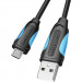 Кабель Vention USB 2.0 AM/micro B 5pin - 2м Черный Кабель Vention USB 2.0 AM/Micro-B - 2 м (VAS-A04-B200)