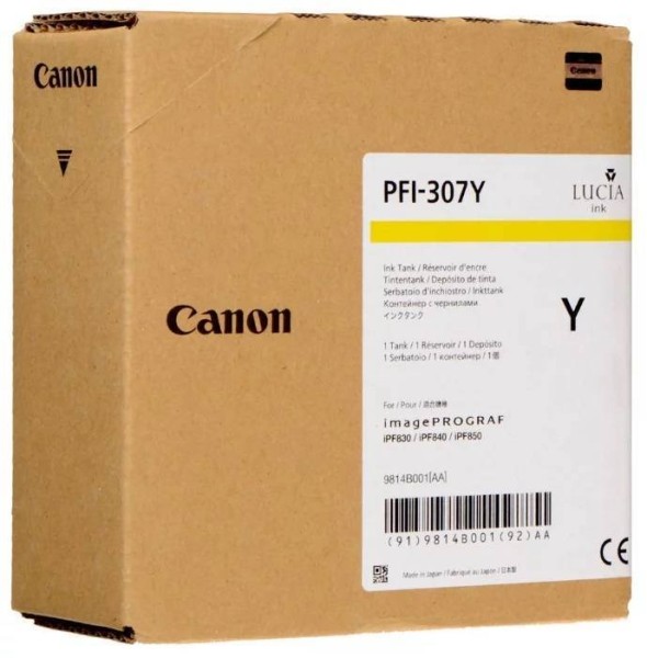 Картридж CANON PFI-307 Y желтый,  330 мл