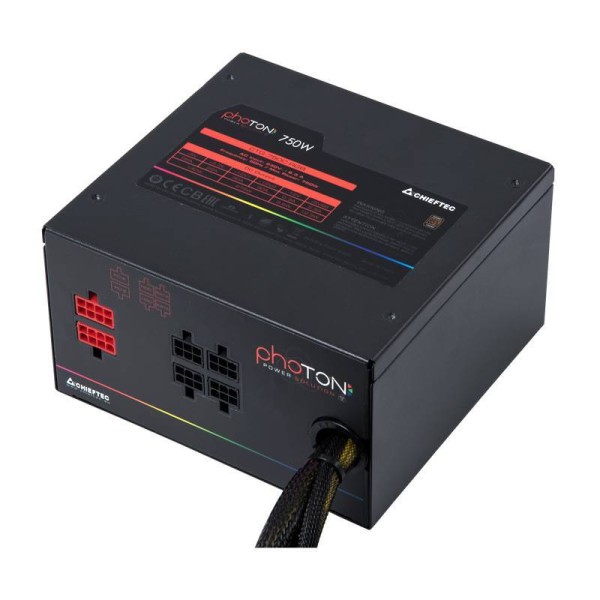 Блок питания Chieftec A-80 CTG-750C-RGB <750W, (20+4+4+4) pin, 4x(6+2) pin, 6xSATA, 4xMolex, 2xFDD, 12 см, 85+, частично