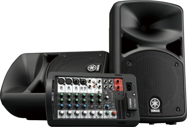 Система звукоусиления Yamaha [STAGEPAS 400BT] портативная (комплект), 400 Вт, 2 х 8"+1", 8-канальный микшер (4 моно/линейных входа + 4 моно/2 стерео линейных входа), Входы Hi-Z (с высоким сопротивлением), Bluetooth.