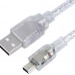 Greenconnect Кабель 3.0m USB 2.0, AM/mini 5P, прозрачный, 28/28 AWG, экран, армированный, морозостойкий, GCR-50795 Greenconnect Greenconnect USB 2.0 Type-AM - miniUSB 3м