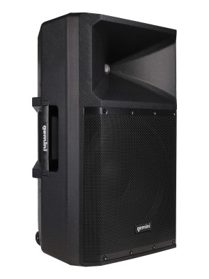 Акустическая система Gemini [GSP-2200] Активная, 2-х полосная, RMS/Peak 550/2200 Вт, АЧХ 40-20000 Гц, SPL 114 дБ, 15" ВЧ, 1,35" ВЧ, вх.: (2) XLR Mic, (2) 1/4" TRS Mic, 1/8 TRS AUX, RCA (L/R) AUX, XLR, вых.: XLR Mix, USB, SD, FM, Bluetooth