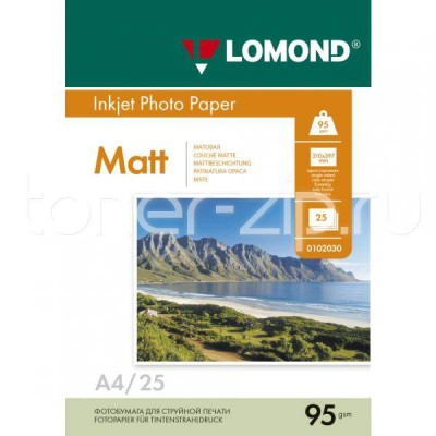 Фотобумага LOMOND Односторонняя Матовая, 95г/м2, A4 (21X29,7см)/25л. для струйной печати.  