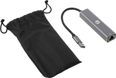 Переходник USB 3.0 -->RJ-45 1000Mbps+3 USB3.0, Aluminum Shell, 0.2м VCOM <DH312A>  1