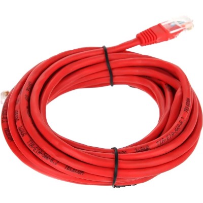 Патчкорд литой "Telecom" UTP кат.5е 5,0м красный VCOM NA102-R-5M