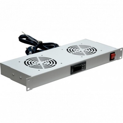 19"1U Вентиляторный модуль с 2 вентиляторами и управляемым термостатом, серый Estap E44HV2FT_01M2