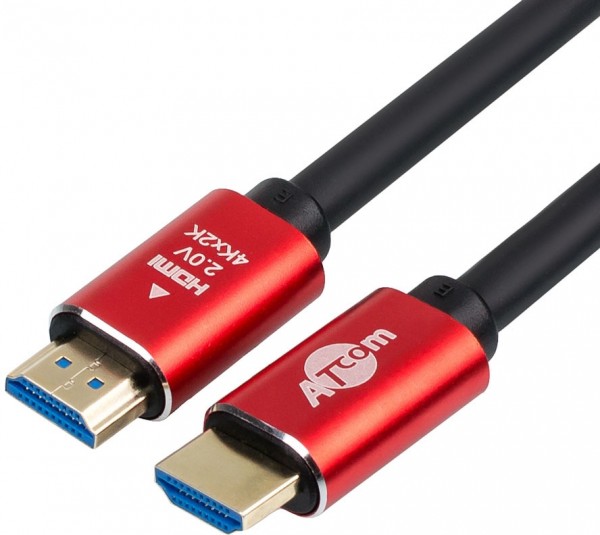 Кабель HDMI 30 m (Red/Gold, в пакете)  VER 2.0 ATcom HDMI 2.0 (m) - HDMI 2.0 (m) 30 м