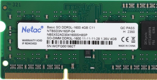 Память DDR3L 4Gb 1600MHz Netac NTBSD3N16SP-04