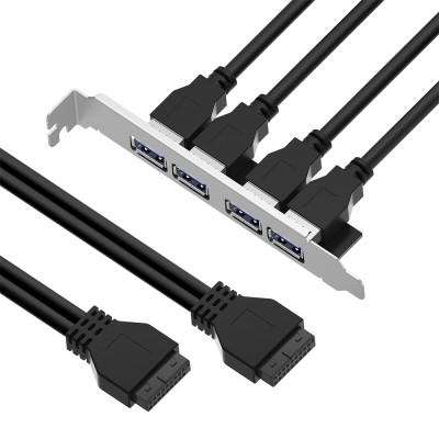 GCR Планка в корпус USB 3.0, 2 порта 20 pin на 4 внешних порта, 0.58m, черный, GCR-55564 Greenconnect GCR-55564