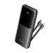 Power Bank Vention 10000mAh(Micro-USB/C/A/A) со встроенными кабелями 22.5W Чёрный с LED Дисплеем, шт. Vention FHOB0