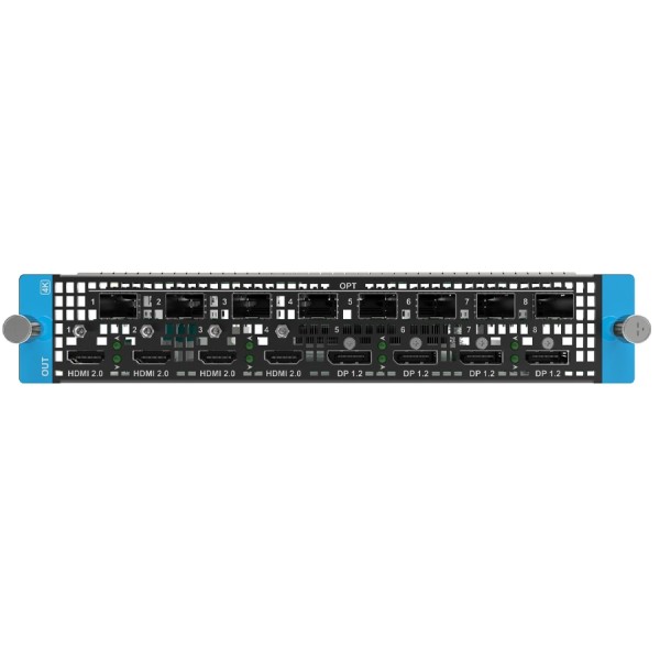 Карта выхода Pixelhue [Q8_4xHDMI2.0+4xDP1.2+8xSFP Output Card] 4xHDMI2.0 + 4xDP1.2 + 8xSFP для Q8: многоканальный вывод видео 4K/60 на дисплеи/процессоры и по оптике.