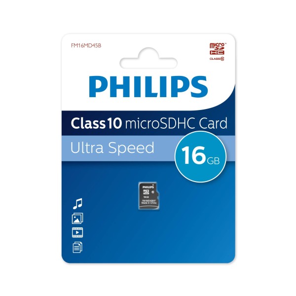 Флеш карта microSD 16GB PHILIPS microSDHC Class 10