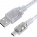 Greenconnect Кабель 1.0m USB 2.0, AM/mini 5P, прозрачный, 28/28 AWG, экран, армированный, морозостойкий, GCR-UM1M5P-BB2S-1.0m Greenconnect USB 2.0 Type-AM - miniUSB 1м
