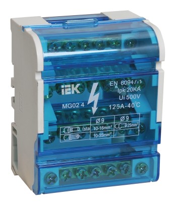 Шины на DIN-рейку в корпусе (кросс-модуль) ШНК 4х7 3L+PEN ИЭК ITK YND10-4-07-100