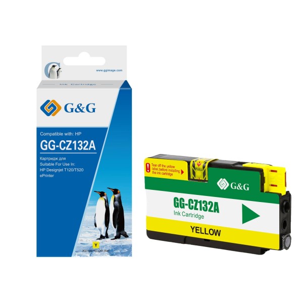 Картридж струйный G&G, аналог HP CZ132A желтый 26ml