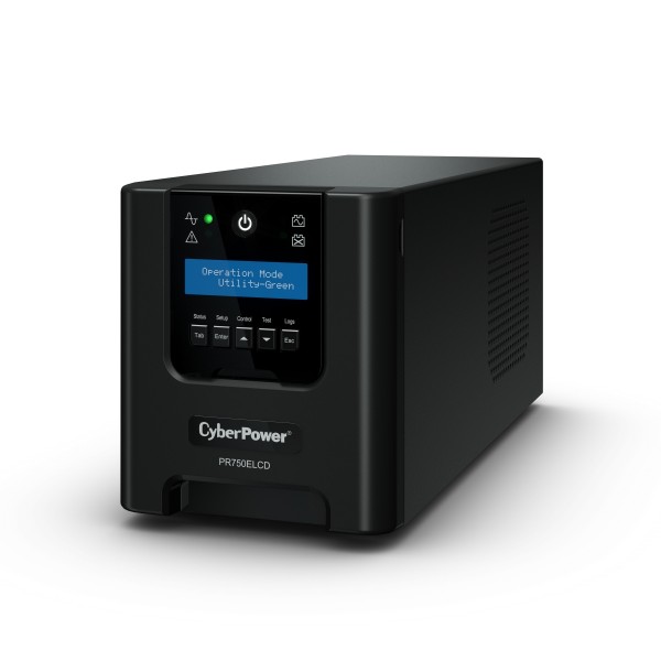 ИБП CyberPower PR750ELCD, Line-Interactive, 750VA/675W, 6 IEC-320 С13 розеток, USB&Serial, SNMPslot, LCD дисплей, Black, 0.48х0.27х0.28м., 13.5кг. CyberPower PR750ELCD 750VA
